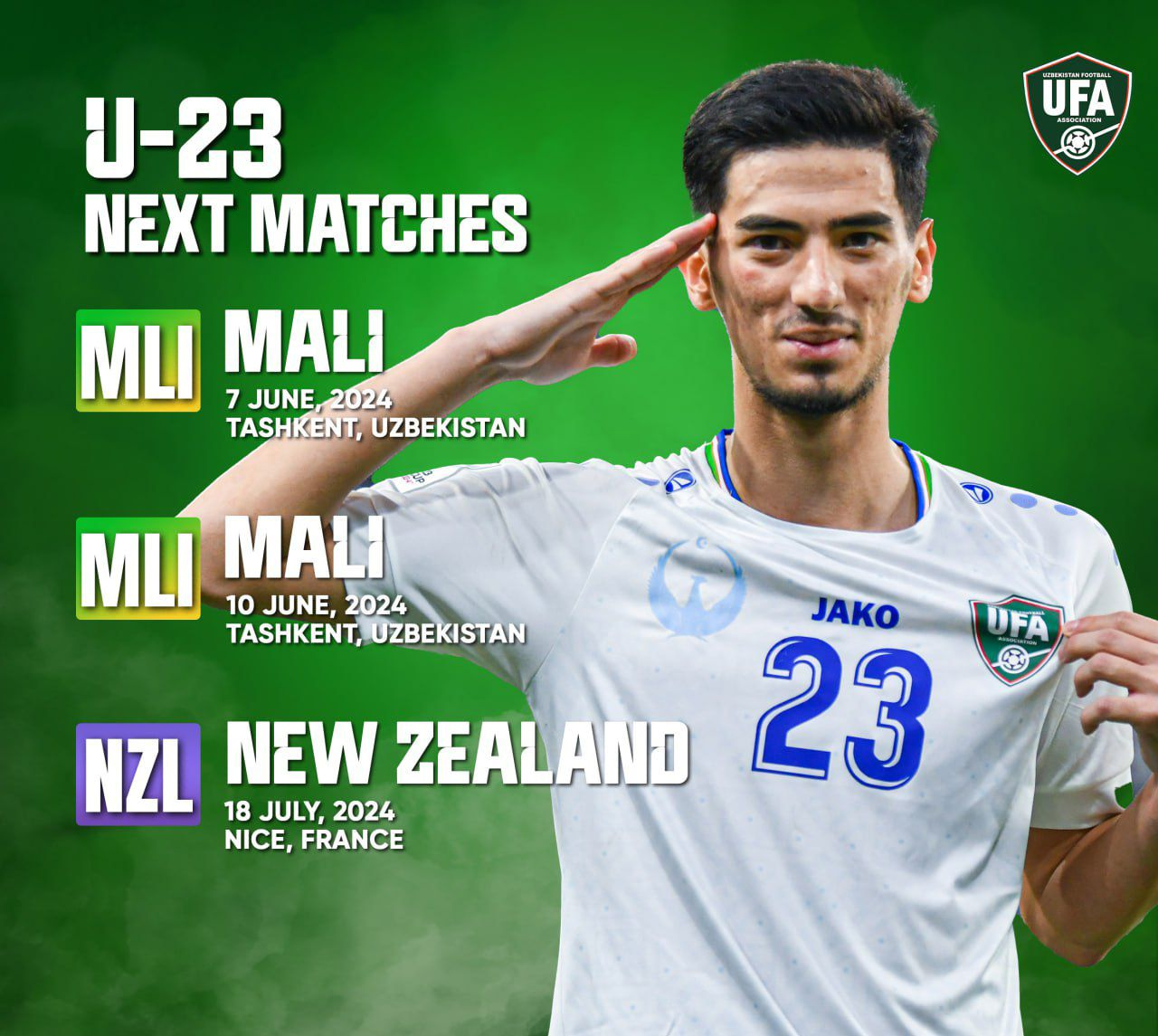 Uzbekistan's Olympic Football Team to Play Against New Zealand Ahead of